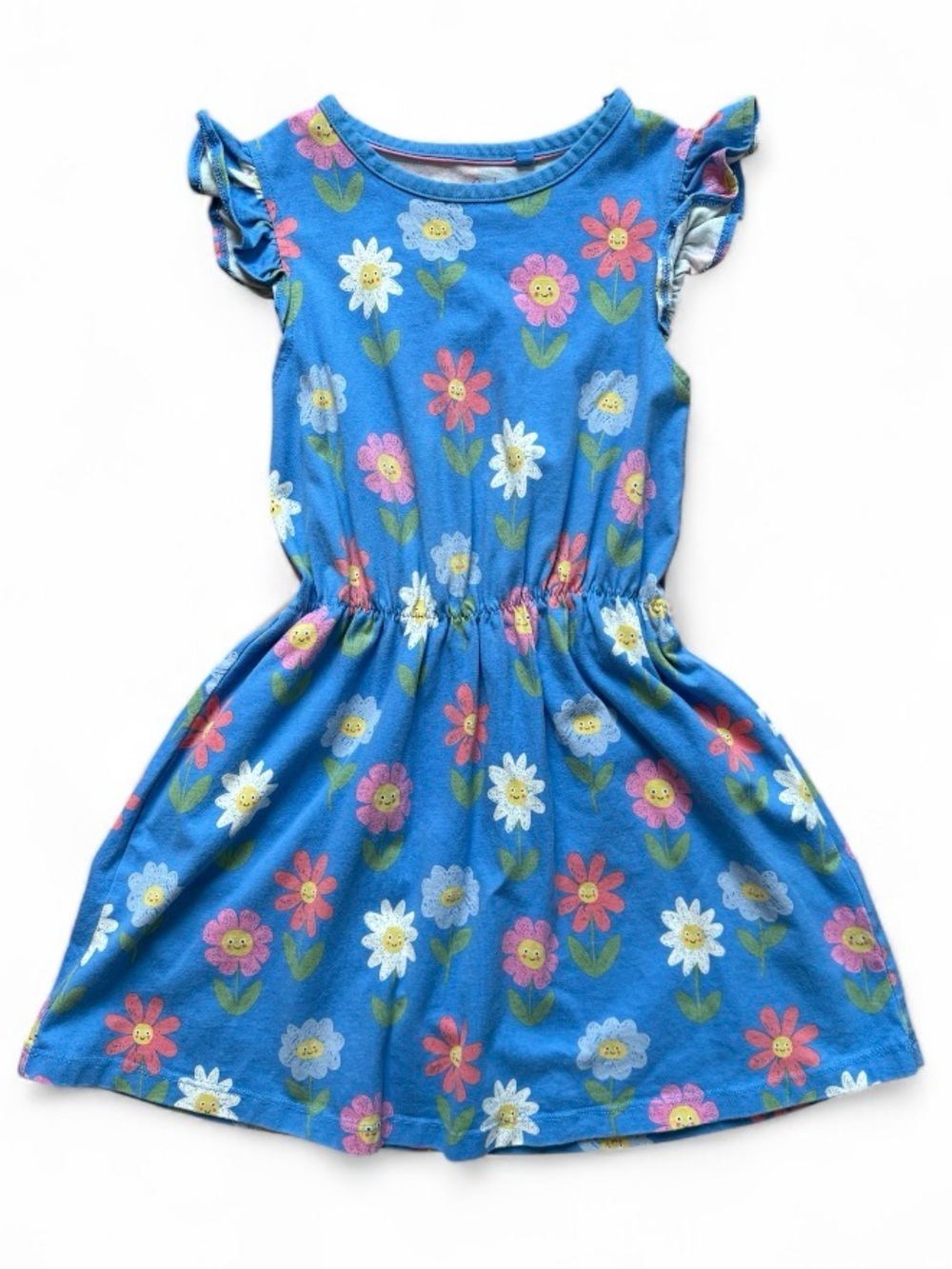 Mini Boden | Smiley Face Flower Dress | cotton | Size 6/7